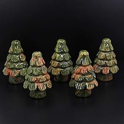 Keleny Natural Green Unakite Carved Decor Tree