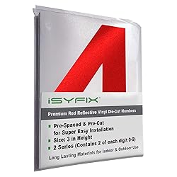 iSYFIX Reflective Red Vinyl Numbers Stickers
