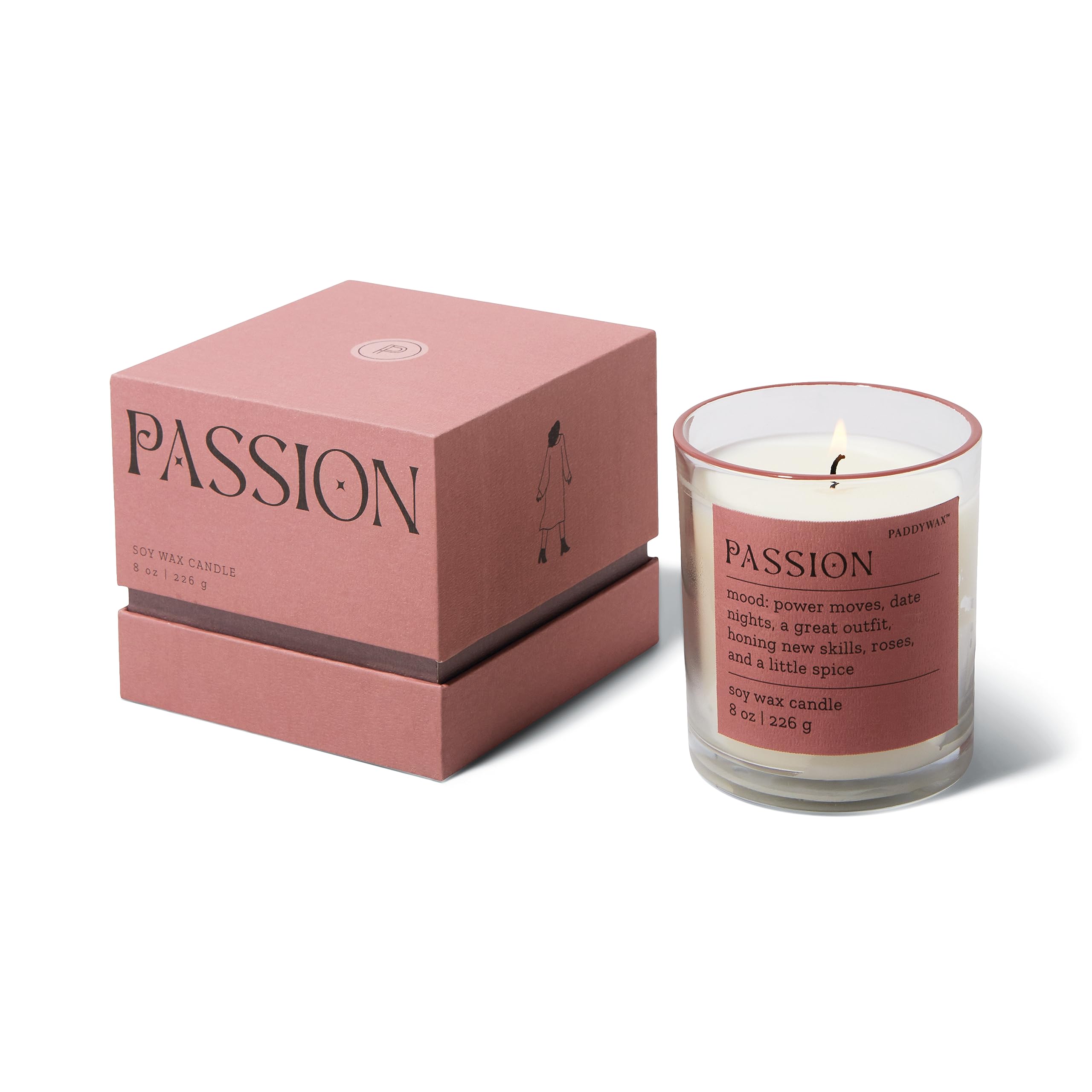 Photo 1 of Paddywax Scented Candles Mood Collection Fragrant Boxed Candle in Glass Vessel, 8-Ounce, Passion