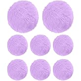 M METERXITY 8-Pack Faux Fur Pom Poms, 1.2 Inch/ 2.8 cm Soft Fluffy Pompoms Balls Faux Rabbit Fur with Elastic Loop for Hats/Bags/Keychains/Knitting Accessories/DIY Crafts [Purple]