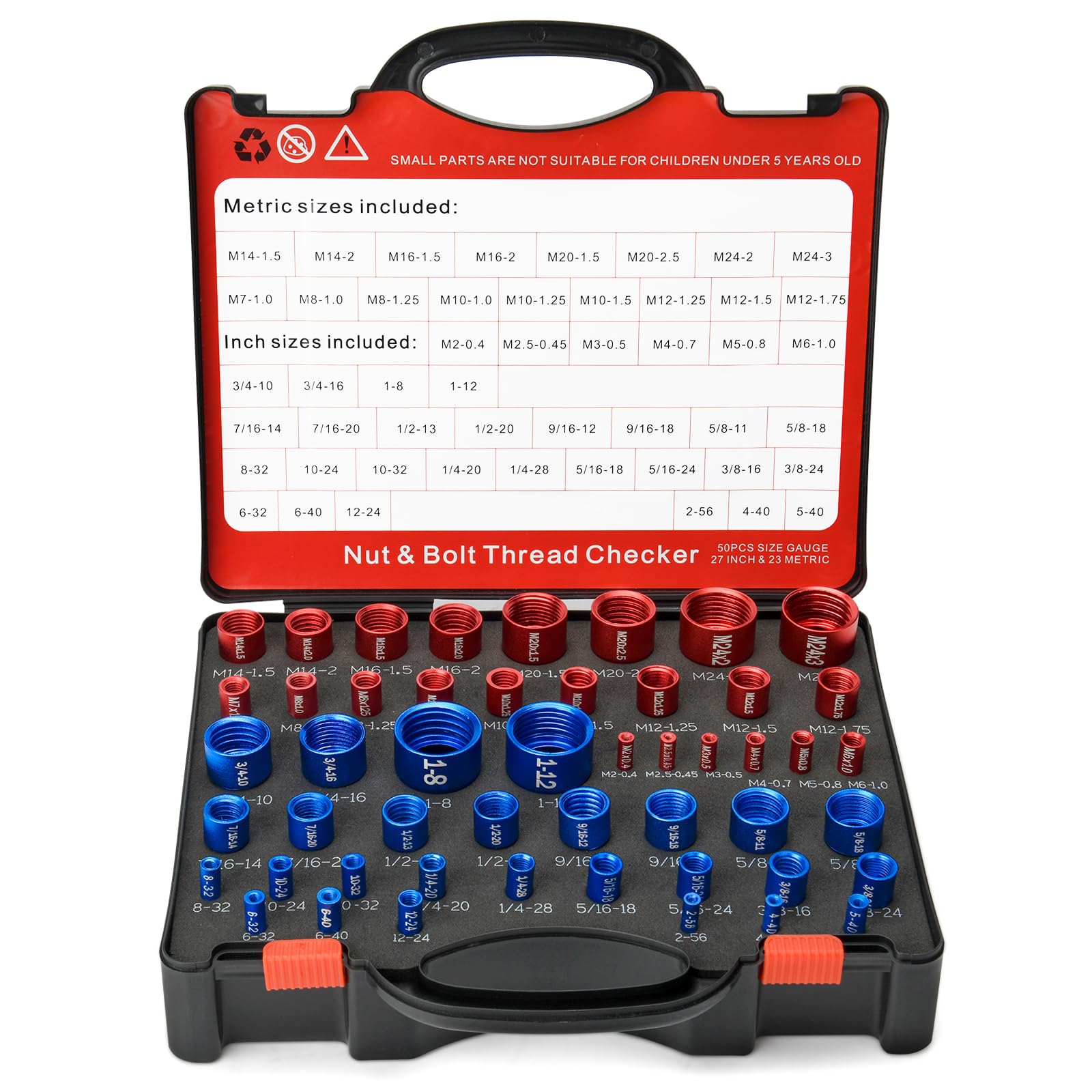 Photo 1 of Comfylichi 50 Pcs Nut and Bolt Thread Checker (27 Standard & 23 Metric), Detachable Bolt Size Finder, Bolt and Nut Identifier Thread Gauge Especially for Tight Spaces