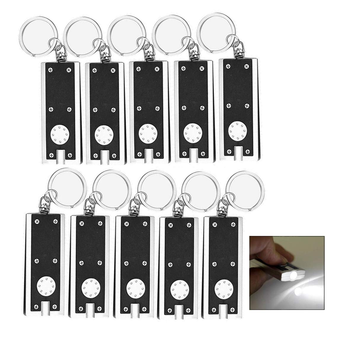 iwobi 10 Pcs Mini LED Flashlight Keychain,Portable Tiny Torch Keychain for Camping Hiking Hunting Backpacking Fishing