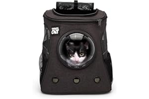 THE FAT CAT Fat Cat Backpack Carrier - Airline Approved Cat Carrier with Space Capsule Bubble for for Small Cats, Kitten - Premium Charcoal Cat Carrier Backpack for Outdoor, Travel, Hiking, Pet Supplies