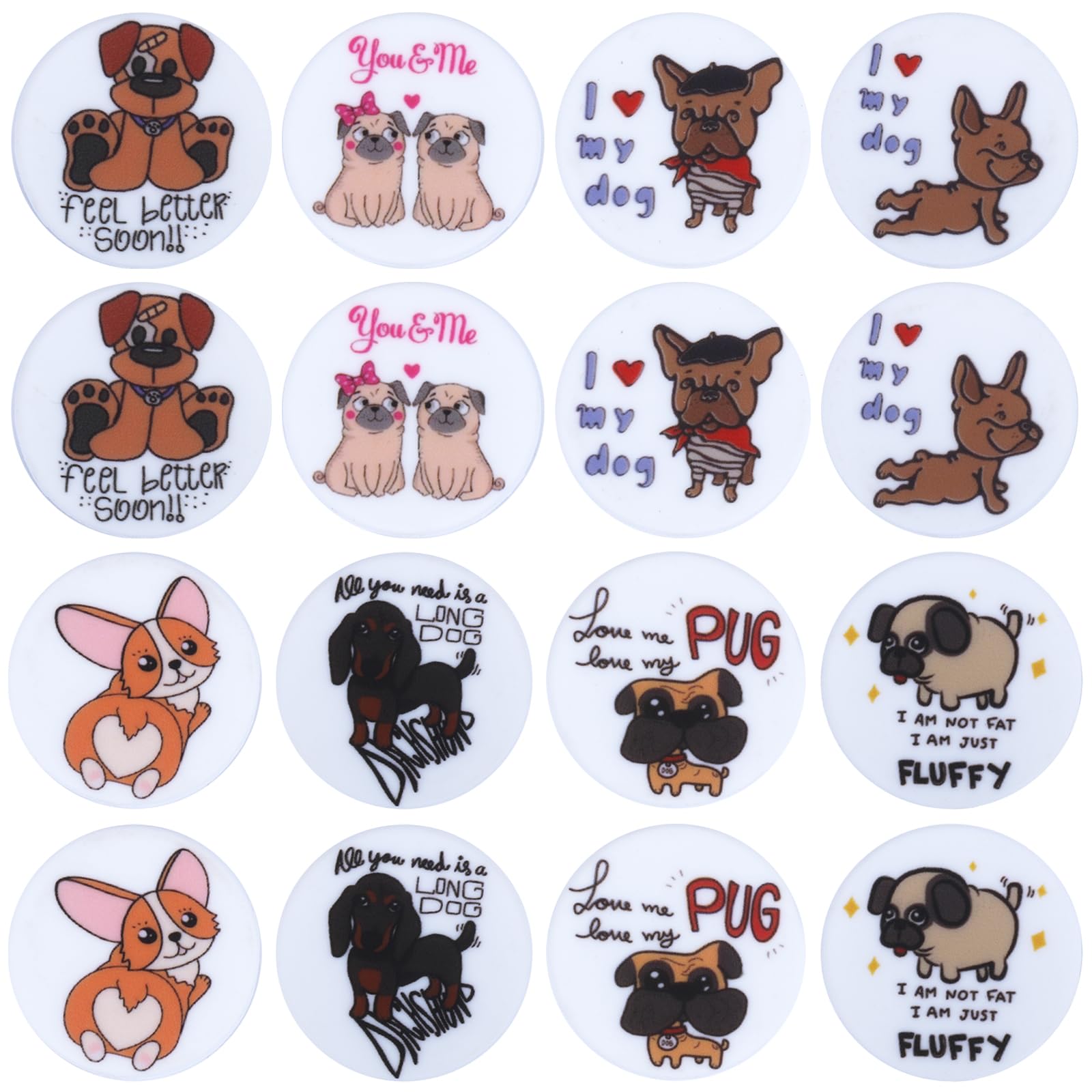 WEWAYSMILE 16pcs Silicone Round Beads Making Kit, Round Silicone Beads, DIY Jewelry Crafts, Mixed Colors, Dog