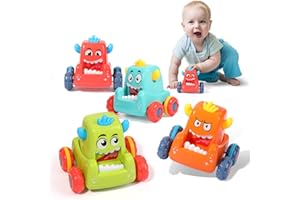Popsunny 4 Pcs Car Toys for Toddlers 1 2 3 Years Old, Press and Go Cars No Batteries Required, Baby Car Toys for Boys Girls Birthday