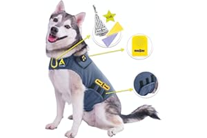 CozyVest® Dog Anxiety Vest 3-in-1 Music & Aromatherapy Shirt, Relaxing Sound & Essential Oils Jacket, Fireworks Thunder Separation & Thunderstorm Canine Stress Relief Coat (Gray, Large [41-64 Lbs])