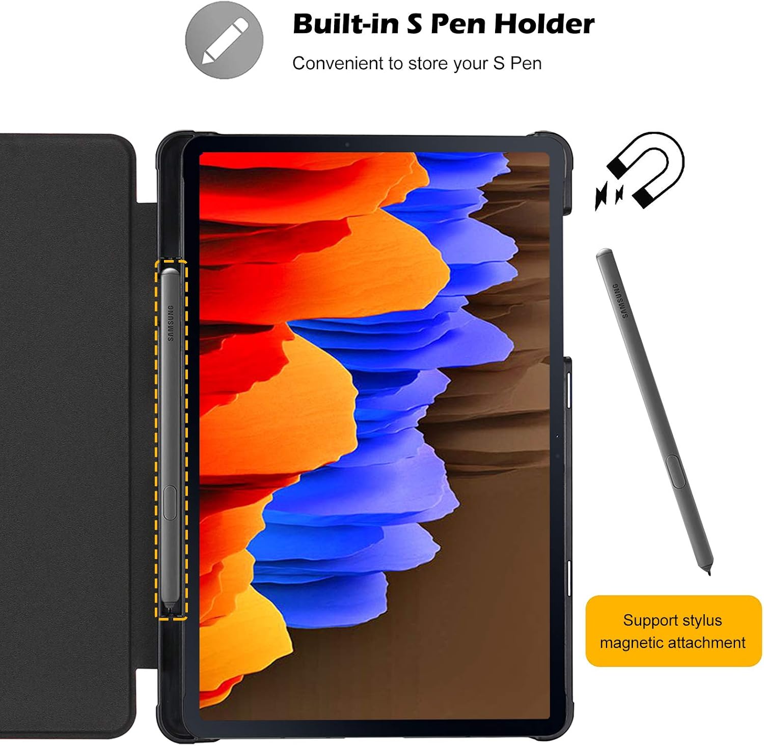 ProCase Case for Samsung Galaxy Tab S8 Plus 2022/ Tab S7 Fe 2021/ Tab S7 Plus 2020 with Pen Holder - Image 4