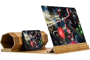 Dizaulpro 16' Screen Magnifier for Smartphone, Mobile Phone 3D Magnifier Screen Expander with Passive Light Source, Foldable Phone Stand for Movies and Gaming, Beige