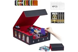 Pluscraft MTG Commander Deck Box 3200+Trading Card Storage Box TCG Deck Case with Display Windows Dice Tray,Card Organizer 30 Colorful Dividers& 4 Supporters& 4 Toploaders