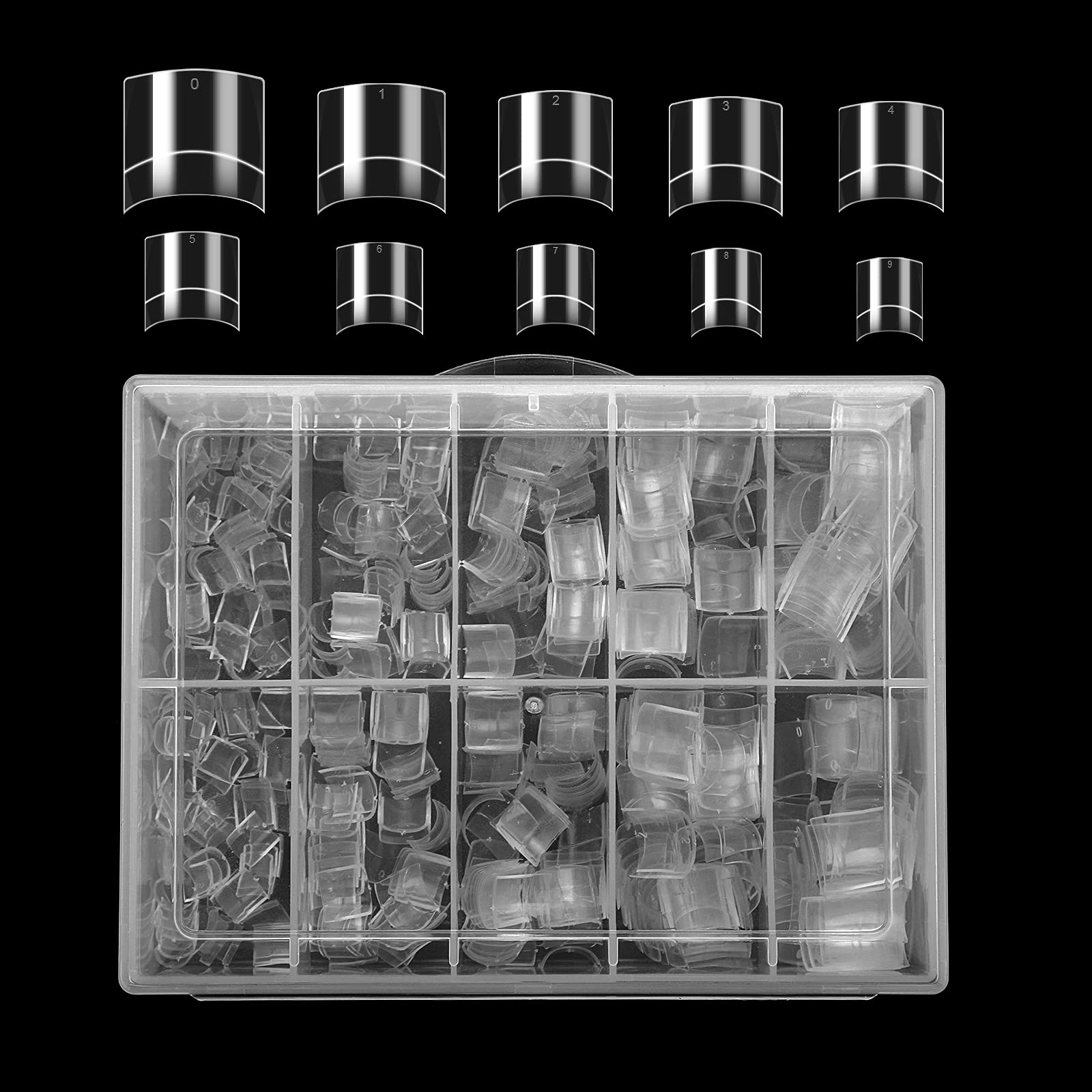 KINBOM 500pcs Clear Nail Tips Short Acrylic Fake Nails with Case Square Half Cover French Fake False Nails for Nail DIY Decoration at Home and Salon
