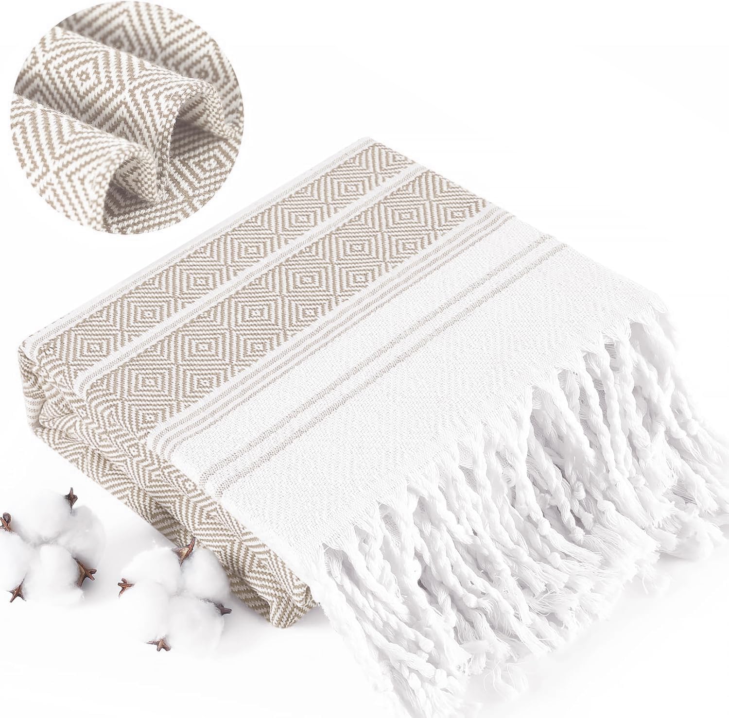 Photo 1 of Boho Beige Throw Blanket Bedroom Living Room Accessories Sofa Couch Chair Essential Bohmian Aztec African Southwest Neutral White Fall ntique Vintage French Country Primitive Cottage Nursery Decor