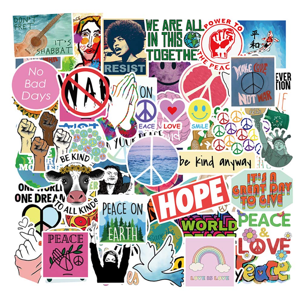 Vinyl Love and Peace Stickers Laptop Love and Peace Stickers Pack 50 Pcs Love and Peace Decals for Water Bottle Laptops Ipad Cars Luggages