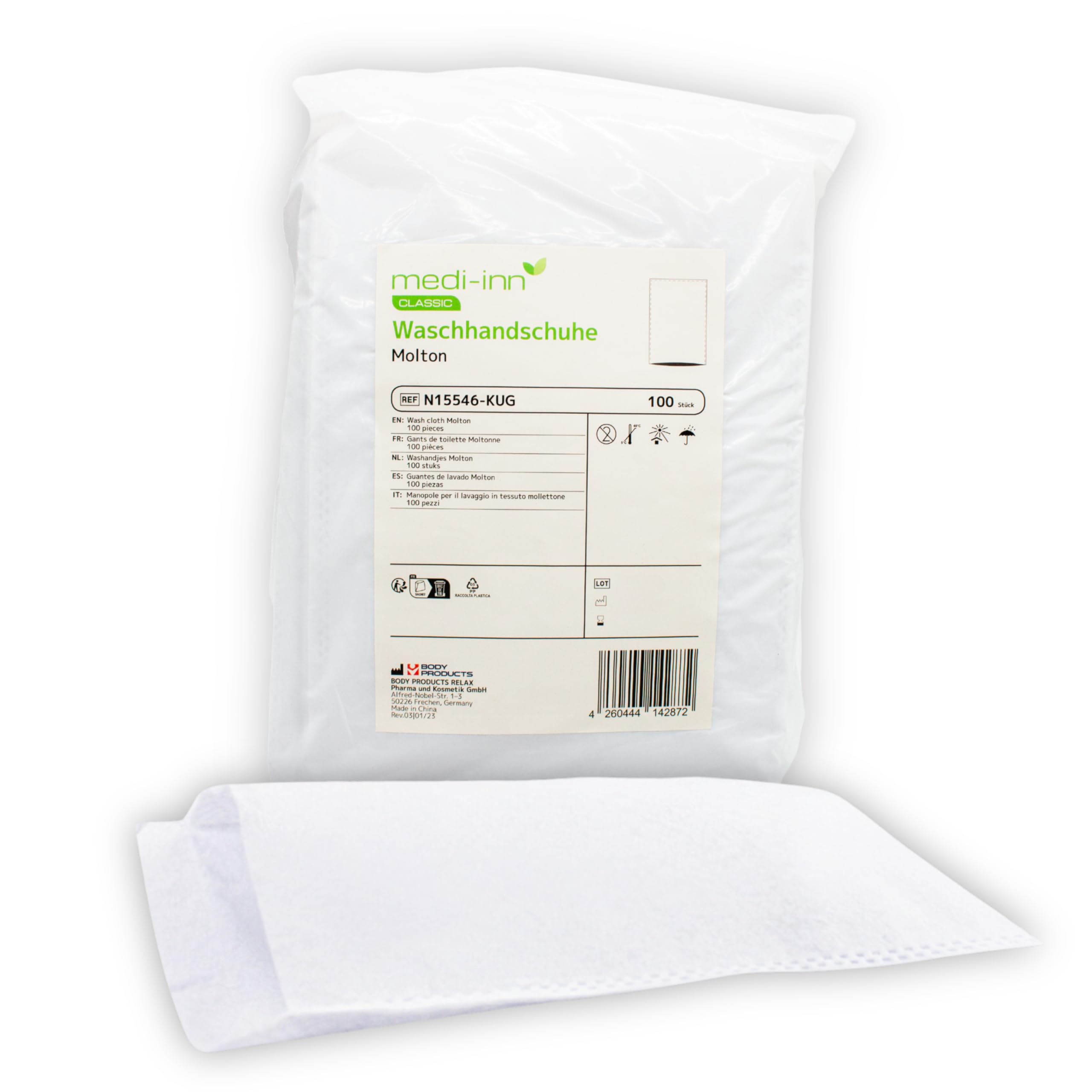 Once Wash Gloves Flannel Baby Care Once washcloths Molton from Medi-Inn - 100 Stück