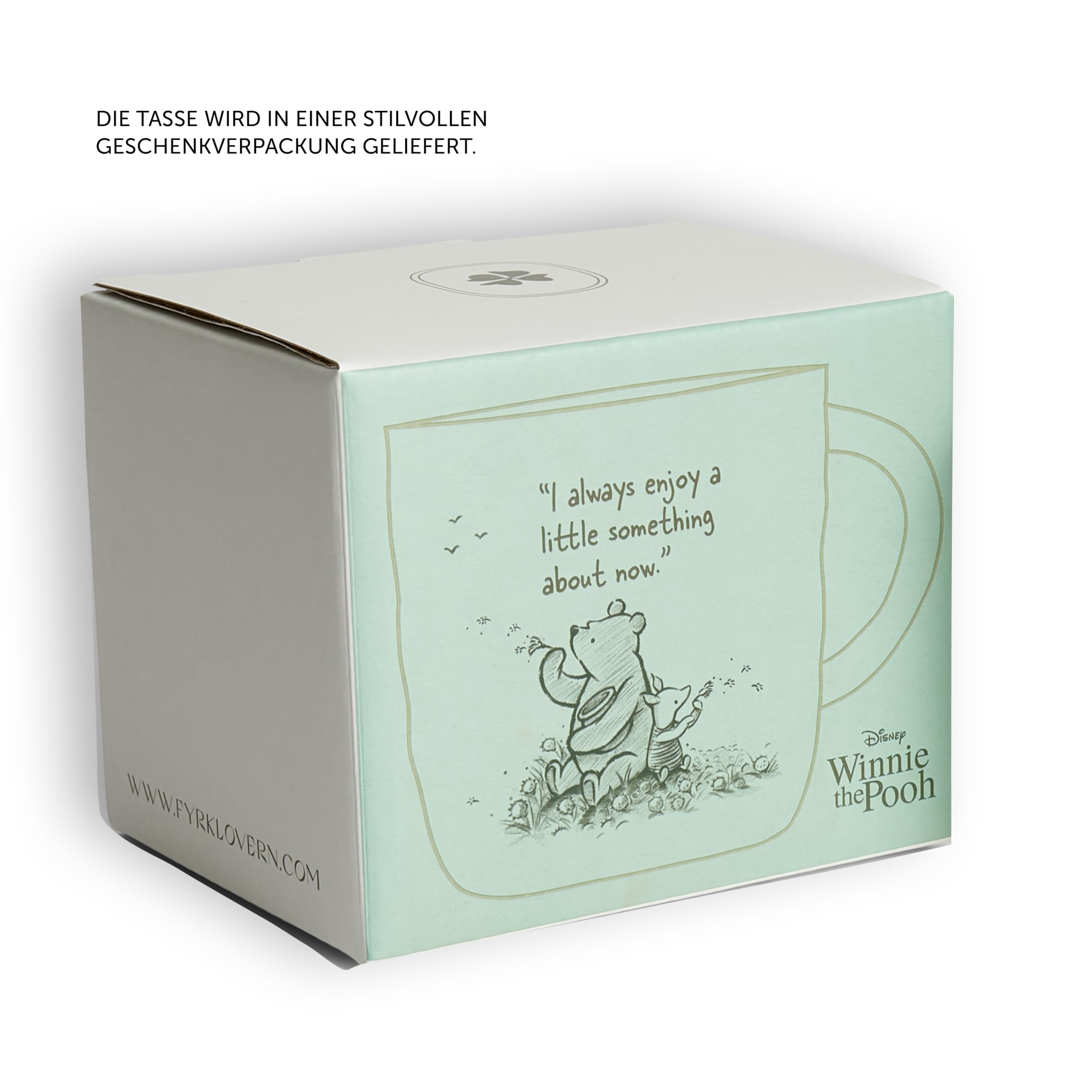 Fyrklövern Winnie Puuh Kaffeetasse Disney, 300 ml, Steinzeug, Spülmaschinenfest, Seidenmatte Glasur, inkl. Geschenkbox, Grün 9