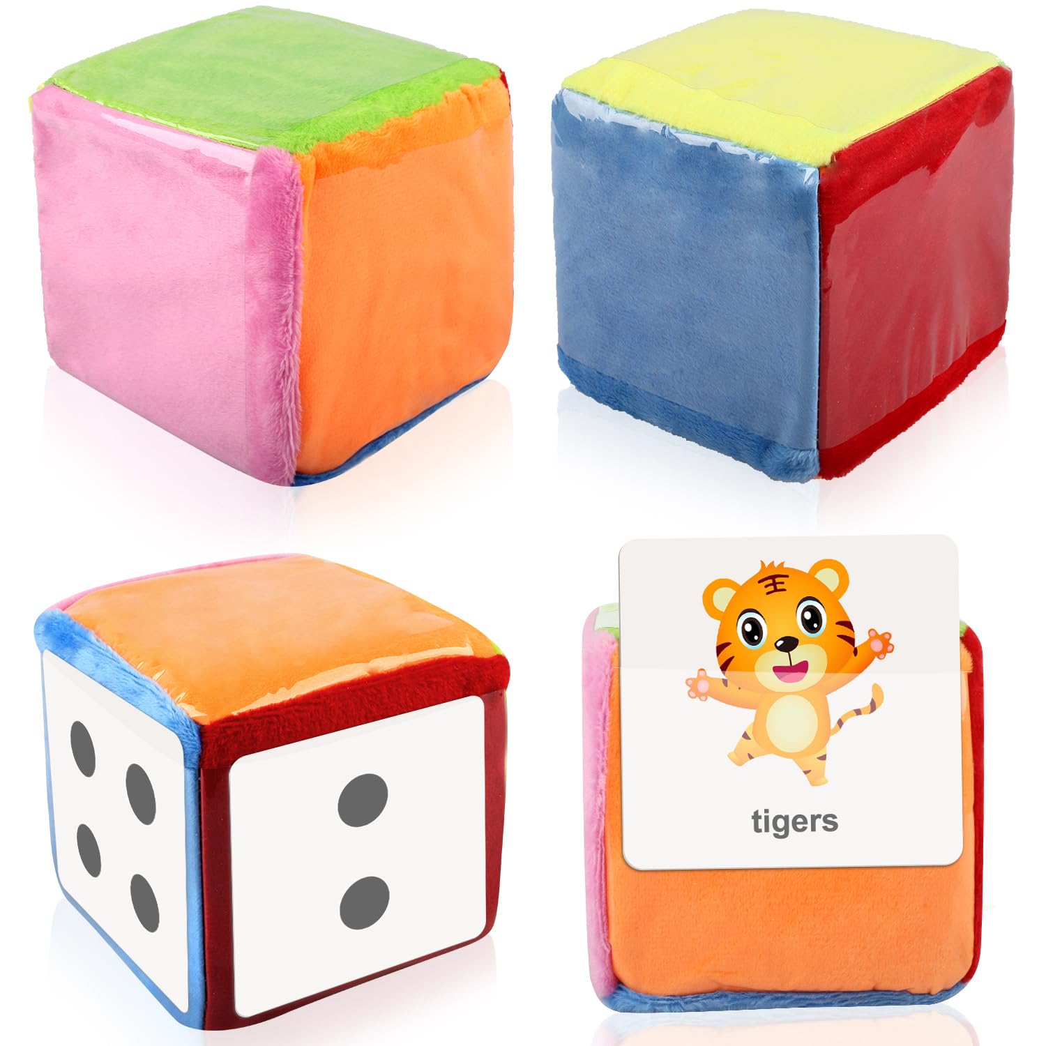 Dncvb 2 Pcs Large Dice 10cm Foam Dice with Pockets Large Foam dice, Pocket Dices Education Playing Game Dices for Children's Preschool Education