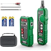 TESMEN TLP-900AR Network Cable Tester, RJ11 RJ45, for CAT5/6/POE/STP, Multi-function Cable Tracer with Pairing, Continuity, QC&amp;NCV, Suitable for Ethernet, Telephone, Wire maintenance and sorting-Green