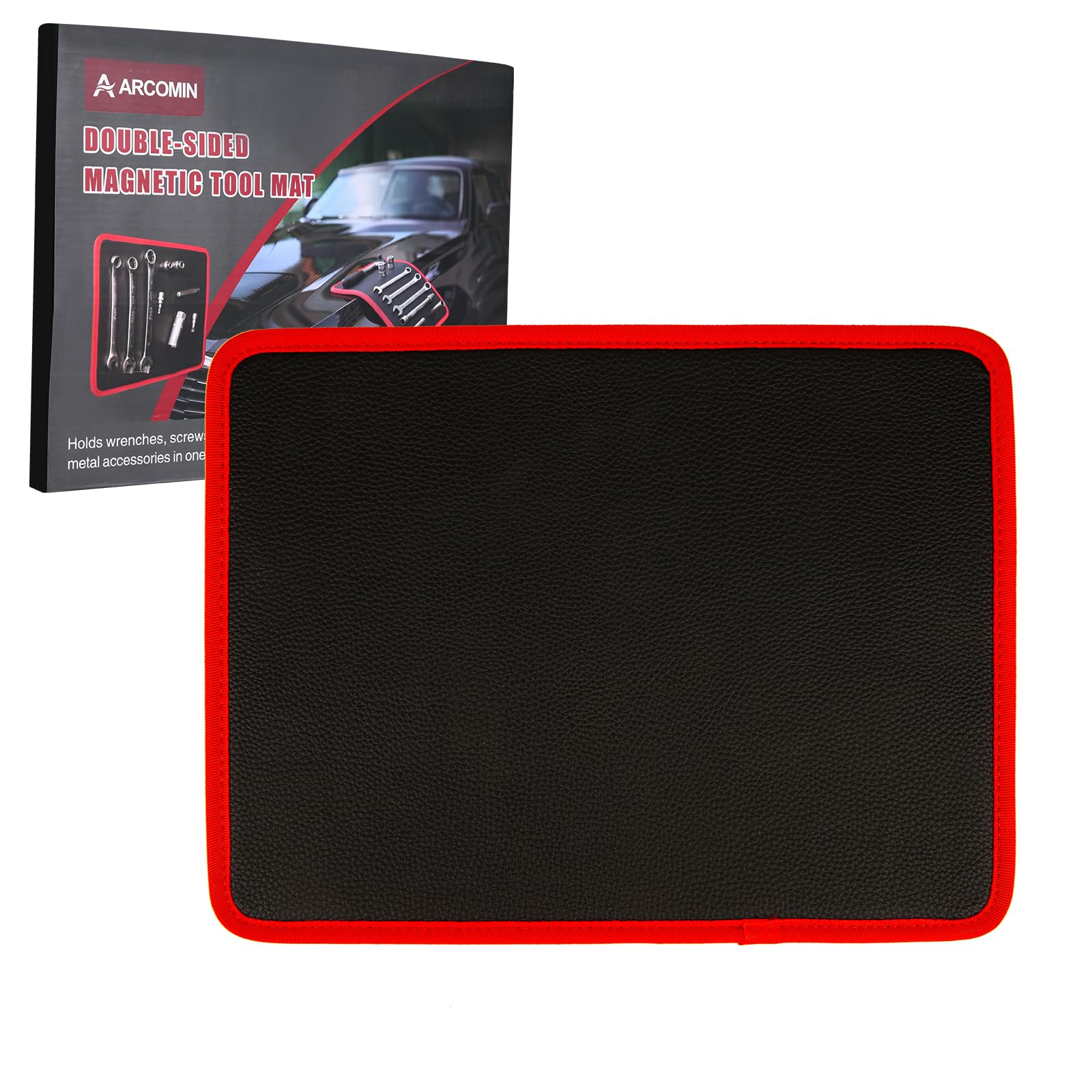 Photo 1 of ?Arcomin Magnetic Tool Mat & Holder | 12.8"x9.8" Flexible Magnetic Tray for Garage Workshop, Scratchproof PVC Surface with Non-Slip Grip | Auto Repair, Toolbox Organizer for Mechanics & DIY