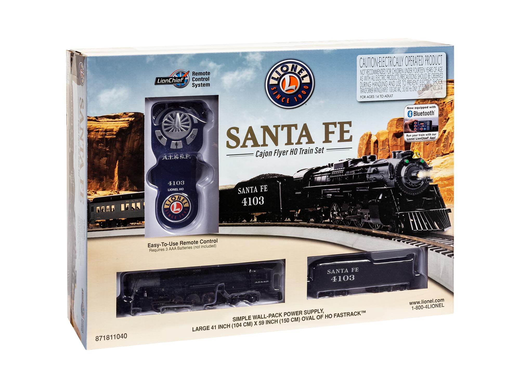 Lionel Santa Fe Cajon Flyer 2-8-4 Set with Bluetooth Capability, HO Gauge Model Train Set with Remote