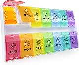Yaklim XL Pill Organizer 14 Day 7 Day Weekly 2 Daily Compartments BPA Free