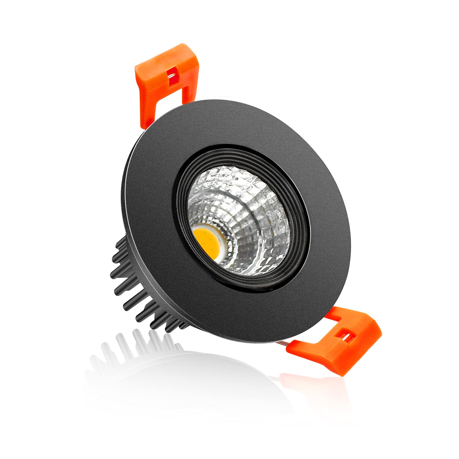 Photo 1 of 2Inch LED Recessed Ceiling Light, 3W Dimmable LED Downlight, 60 Beam Angle COB Recessed Lights with Driver, Warm White 3000K-3500K, 25W Halogen Bulbs Equivalent for Ceiling LigShting, Black 1Pack