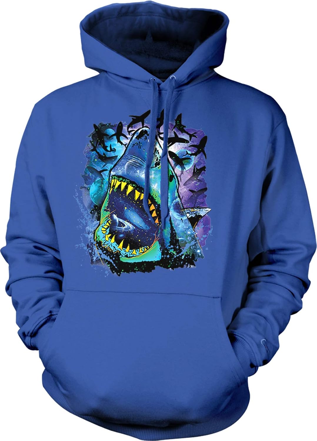 Hoodteez Great White, Cosmos, Galaxy, Space Pattern Hooded Sweatshirt