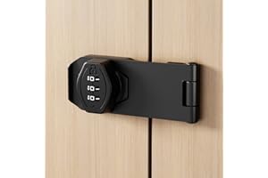 ETEKJOY Cabinet Lock Keyless 3-Digit Password Combination Code Hasp Latch Lock Twist Knob Wooden Drawer Cupboard (Black, 4 inch)