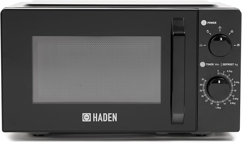 Haden 17L Black Microwave Oven 700W 5 Power Levels Defrost Manual controls