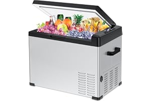 YEMENREN 12V Car Refrigerator Portable Fridge Freezer Electric Plug in Cooler with AC/DC Adapter for Car Truck RV Camping Travel Road Trips Grocery Shopping Vehicle Home - 42QT/40L