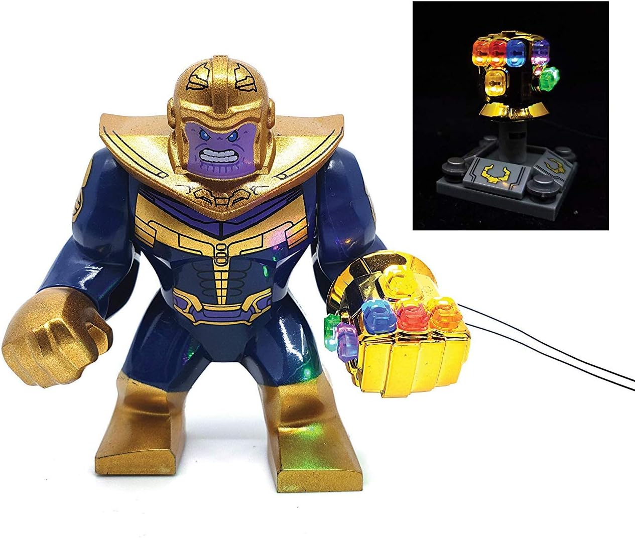 Marvel Avengers Super Heroes - Thanos Mini Figure with Handmade LED Infinity Gauntlet