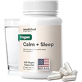 Nourished Natural - Calm + Sleep Capsules for Deep Rest & Relaxation with Ashwagandha, Chamomile, Tart Cherry Extract, Passionflower, L-theanine, & Magnesium - 60 Capsules