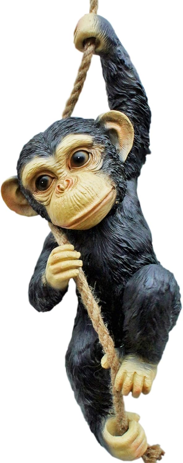 Ablerhome Decoration Climbing Chimpanzee Sculpture Rope Hanging Monkey