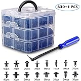 GLK 631Pcs Car Retainer Bumper Clips and Fastener Remover Kit 16 Sizes Auto Push Pin Rivets Door Trim Panel Clips for GM Ford