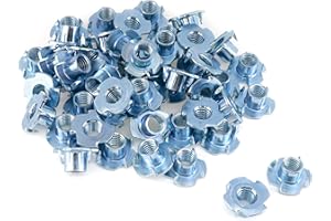 S SYDIEN T Nuts M10 50Pcs Threaded Inserts T-Nuts, Zinc-Plated Steel 4 Pronged Tee Nut for Wood, Rock Climbing Holds Cabinetry
