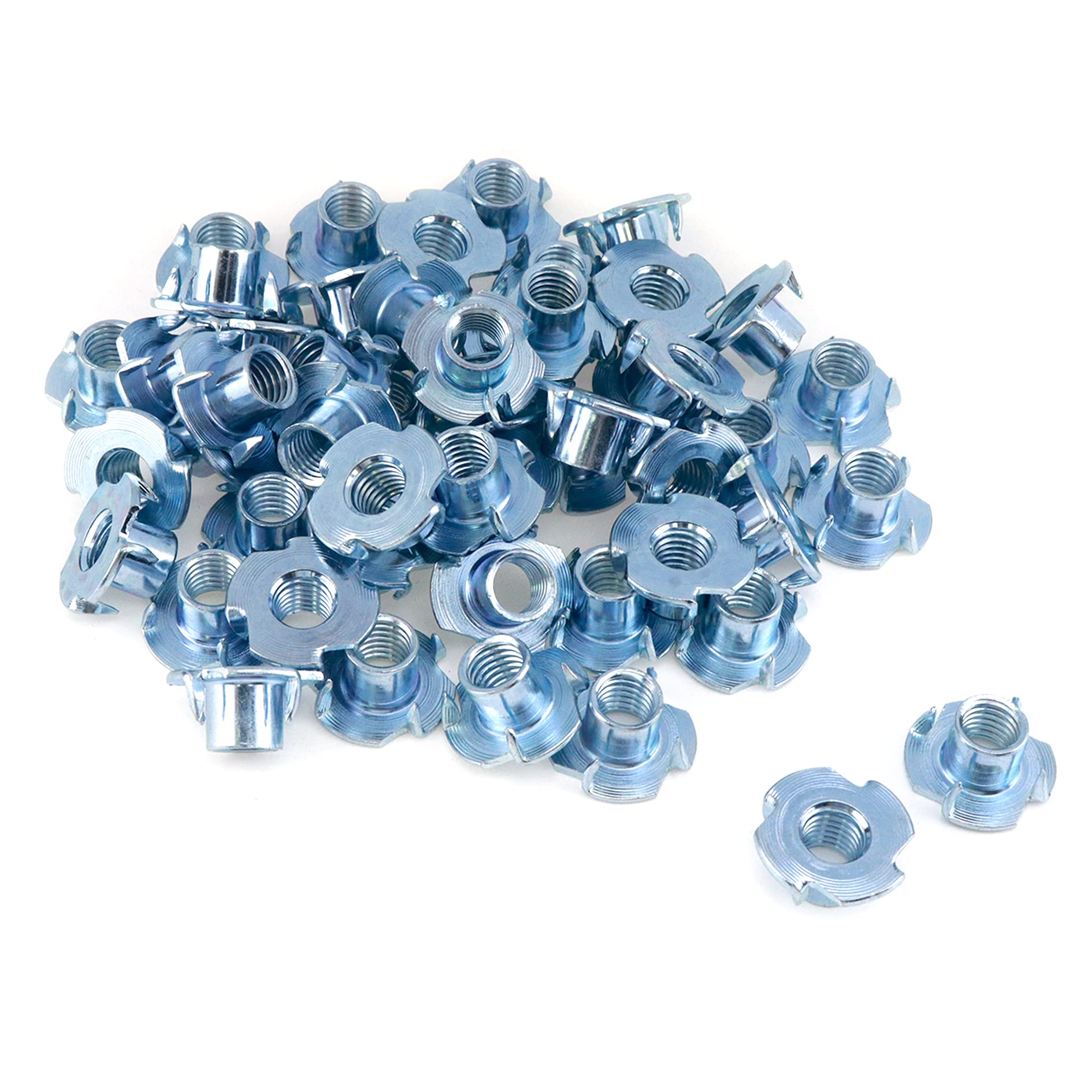 50-Piece Stainless Steel T-Nut Kit For Heavy-Duty Wood & Furniture – 3 Sizes With 4-Prong Grip