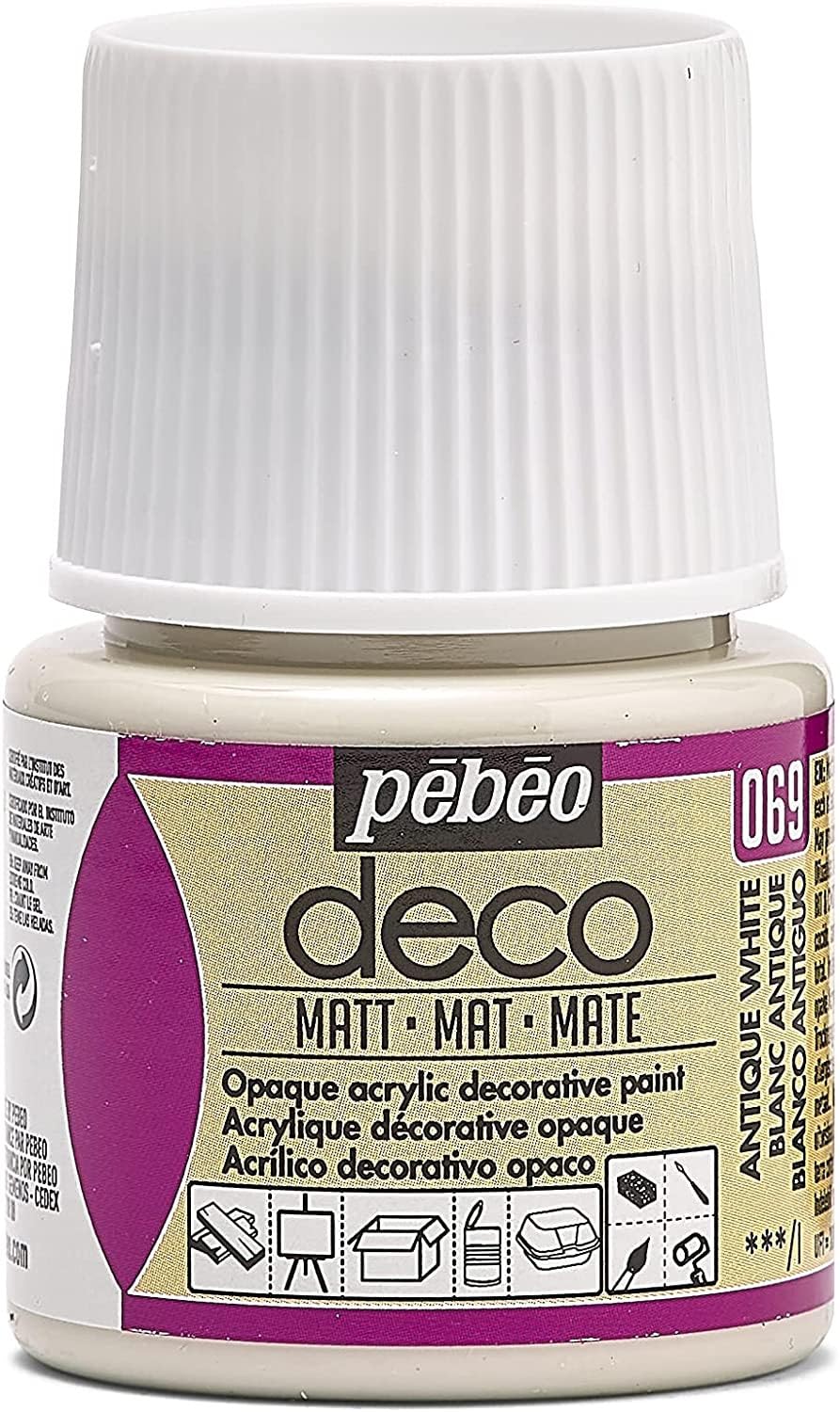 Pebeo 204-069 Deco Acrylic Paint 45 Milliliter Bottle, Antique White