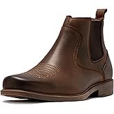 ArcBrothers Cowboy Boots for Men Square Toe - Premium Leather Ankle Western Boots Chelsea Slip On Retro Style Ultimate Comfort & Durability