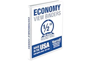 Samsill 0.5 Inch 3 Ring Binder, Made in USA, Economy Round Ring, Clear View Cover, 100 Sheet Capacity - for School, Home, Office - White