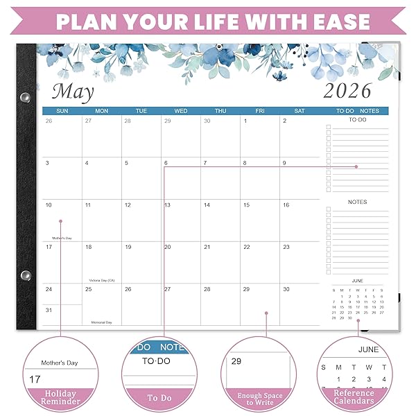 DESK CALENDAR 2026-2027 – 22″ X 17″ LARGE DESK CALENDAR RUNS FROM JANUARY 2026 TO JUNE 2027