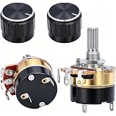 TWTADE 2Pcs 10K Ohm Single Linear Taper Dimmer Potentiometer with on/Off Switch + 2pcs Black Aluminum Alloy knob
