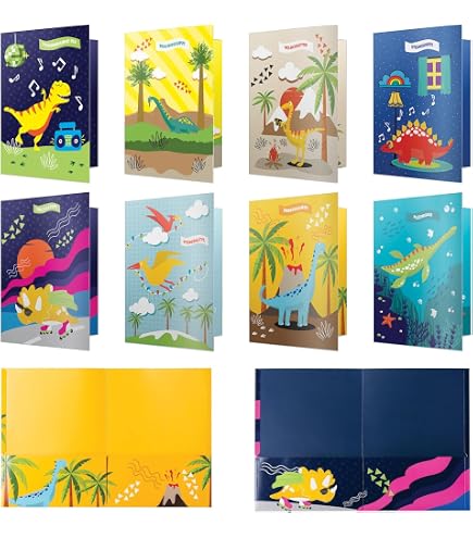 Folders With Pockets Back To School 2 Pocket Folders | Heavy Duty | Set Of 4 Portfolios | Elementary Grade School | Fun Trendy Designs (Polka Dots & Stripes Portfolio Folder