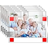 DZZ 8x10 Picture frame Horizontal,Photo Frame with Double Sided Tape Adhesive,Clear Acrylic 8 x 10 frame,Picture Frames 8 by 10 for Photo Poster Office, Home, Store, Restaurant, No Drilling (6 Pack)