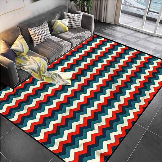 DESPKON-HOME Alfombra geométrica Grande con diseño de Zigzag Chevron