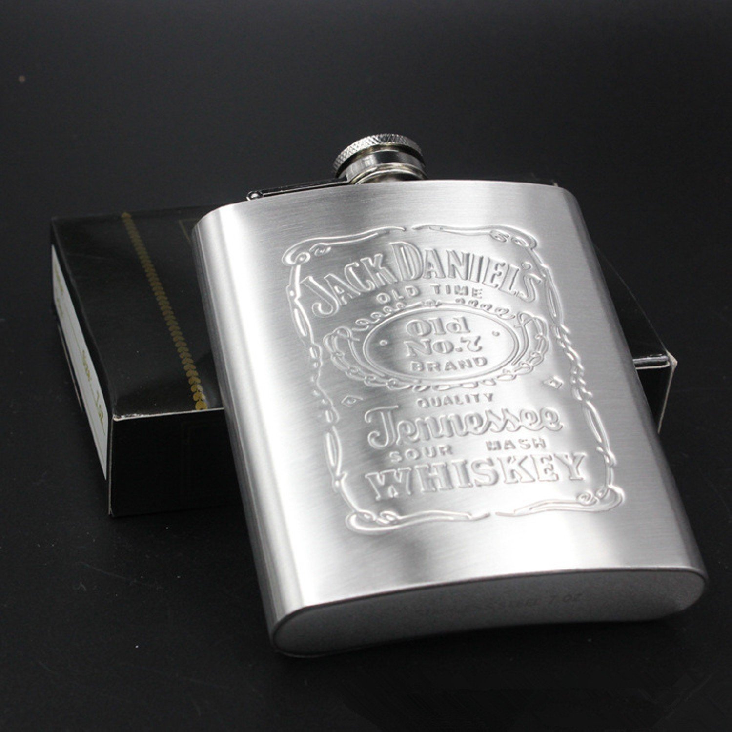 With Box Portable Stainless Steel Hip Flask 7oz Embossed Flagon Flasks Russian Wine Beer Whiskey Bottle Alcohol