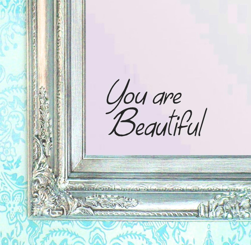 BERRYZILLA You are Beautiful Decal 8" x 4.75" Confidence Quote Gorgeous Wall Sticker for Mirror, Windows or Walls Decoration Decor BERRYZILLA