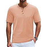 Cotrasen Men's Henley Shirts Short Sleeve 3 Button T-Shirts Casual Lightweight Basic Tee Fashion Summer Tops