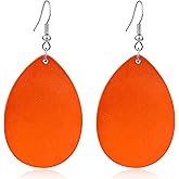 TIANHONGYAN Handmade Boho Wooden Big Round Teardrop Earrings African Ethnic Natural Wood Earrings Vintage Lightweight Geometric Wooden Dangle Drop Earrings for Women Jewelry Gifts