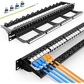 Enmane 24 Port Patch Panel CAT6A Keystone Patch Panel Shielded with Smart Cable Management for 19 inch Rack Mount(RJ45 Patch Panel)