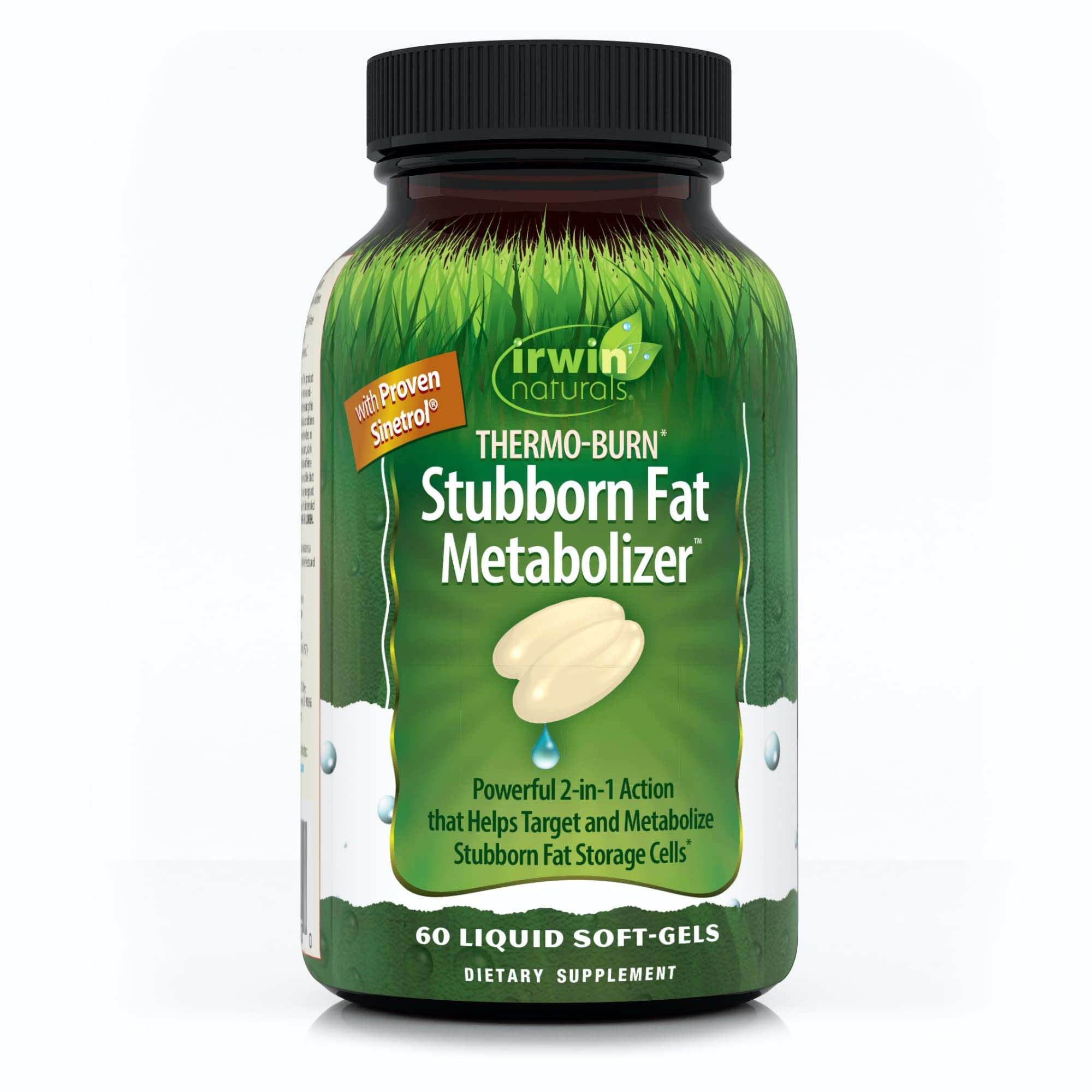 Irwin Naturals Thermo-Burn Stubborn Fat Metabolizer - 60 Liquid Soft-Gels - Combines Green Tea Extract (EGCG), MCT Oil & Caffeine - 20 Servings