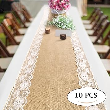 Daiiwwo Chemin De Table En Toile De Jute Avec Dentelle 30 X 275 Cm