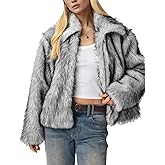 Wyeysyt Womens Faux Fur Coat Cropped Lapel Fur Jacket Fluffy Open Front Fuzzy Winter Short Coat Outerwear